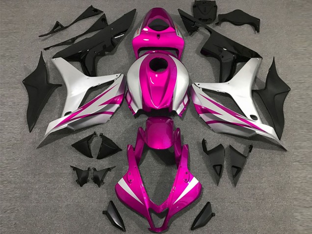 Carenados Moto Honda CBR600RR 2007-2008 - Plata Rosa Negro Brillante OEM Estilo Fábrica