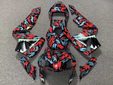 Carenados Moto Honda CBR600RR 2003-2004 - Rojo Azul Camouflage Tiburón Fábrica