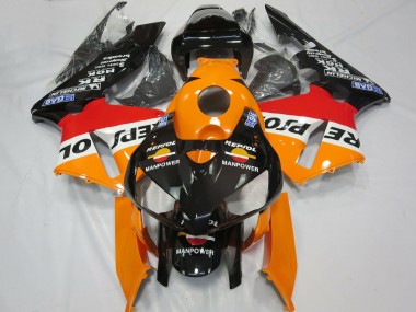 Carenados Moto Honda CBR600RR 2005-2006 - Naranja Blanco Rojo Negro Brillante Repsol Man Power Fábrica