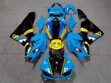 Carenados Moto Honda CBR600RR 2013-2023 - Azul Amarillo Negro Brillante Tiburón Fábrica