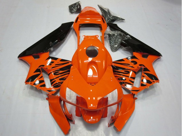 Carenados Moto Honda CBR600RR 2003-2004 - Naranja Negro Brillante Tribal Fábrica