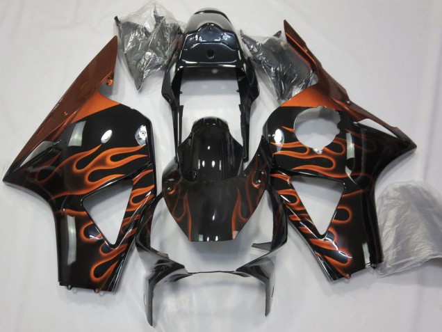 Carenados Moto Honda CBR954RR 2002-2003 - Negro Brillante Naranja Llama Fábrica