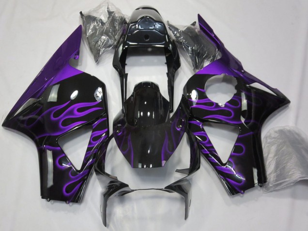 Carenados Moto Honda CBR954RR 2002-2003 - Negro Brillante Púrpura Llama Fábrica