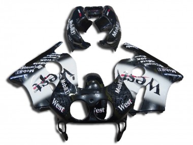 Carenados Moto Honda CBR250RR 1990-1998 - Negro Brillante Blanco West Fábrica