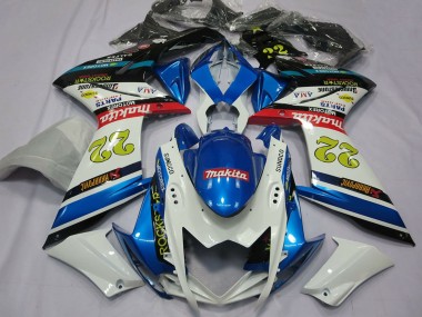 Carenados Moto Suzuki GSXR 1000 2007-2008 - Blanco Azul Rojo Negro Motul 22 Fábrica