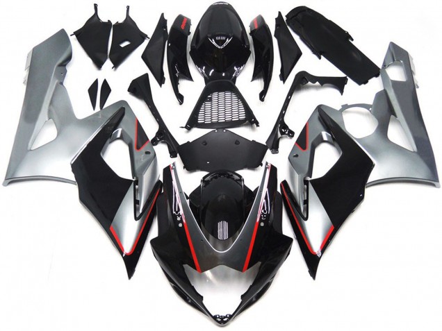 Carenados Moto Suzuki GSXR 1000 2005-2006 - Negro Brillante Plata Rojo Fábrica