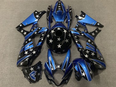 Carenados Moto Suzuki GSXR 1000 2007-2008 - Azul Negro Brillante Estrella Fábrica