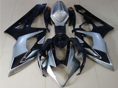 Carenados Moto Suzuki GSXR 1000 2005-2006 - Negro Brillante Plata Fábrica