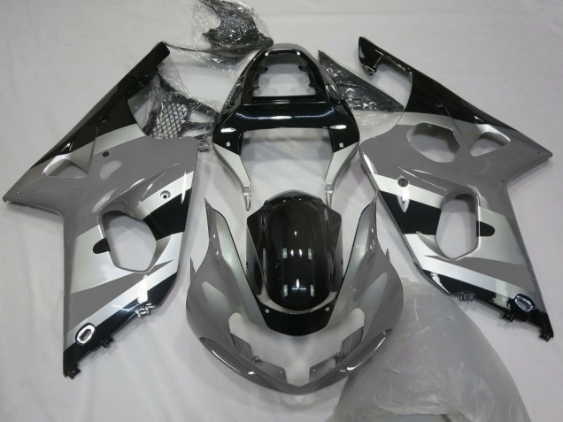Carenados Moto Suzuki GSXR 1000 2000-2002 - Gris Plata Negro Brillante OEM Estilo Fábrica