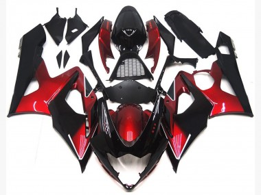 Carenados Moto Suzuki GSXR 1000 2005-2006 - Rojo Caramelo Negro Brillante Fábrica
