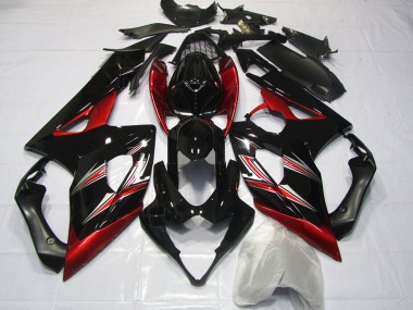 Carenados Moto Suzuki GSXR 1000 2005-2006 - Negro Brillante Rojo Flare Fábrica