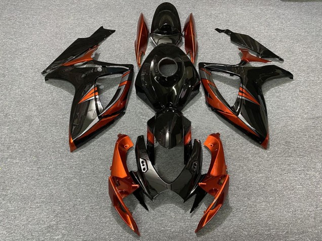 Carenados Moto Suzuki GSXR 600 / GSXR 750 2006-2007 - Negro Brillante Naranja Fábrica