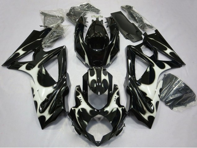 Carenados Moto Suzuki GSXR 600 / GSXR 750 2008-2010 - Negro Brillante Blanco Fábrica