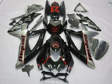 Carenados Moto Suzuki GSXR 600 / GSXR 750 2008-2010 - Negro Brillante Plata Rojo Jordan 23 Fábrica