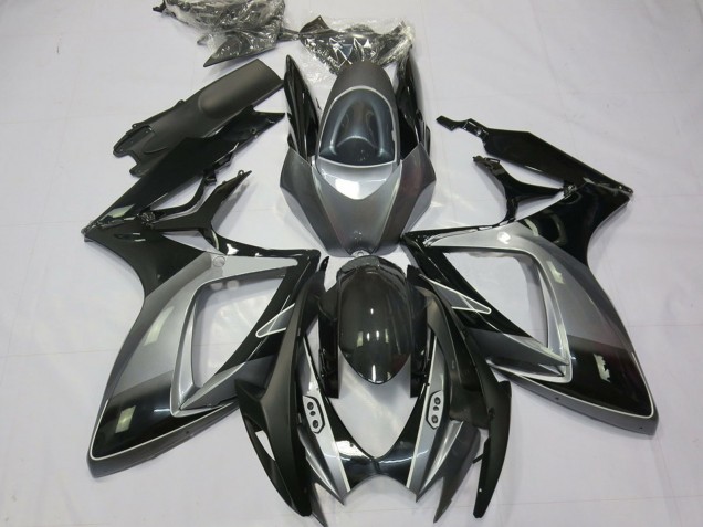 Carenados Moto Suzuki GSXR 600 / GSXR 750 2006-2007 - Gris Negro Brillante Raya Fábrica