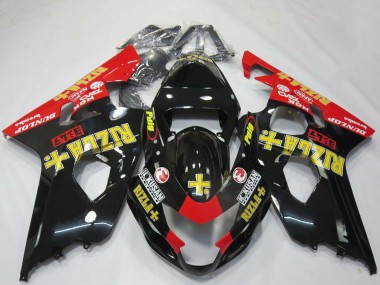 Carenados Moto Suzuki GSXR 600 / GSXR 750 2004-2005 - Negro Brillante Rojo Amarillo Rizla Fábrica