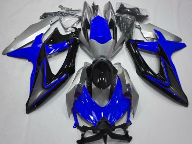 Carenados Moto Suzuki GSXR 600 / GSXR 750 2008-2010 - Plata Azul Negro Brillante Fábrica