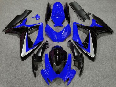 Carenado Moto Suzuki GSXR 600 / GSXR 750 2006-2007 - Azul Plata Negro Brillante OEM Estilo Fábrica