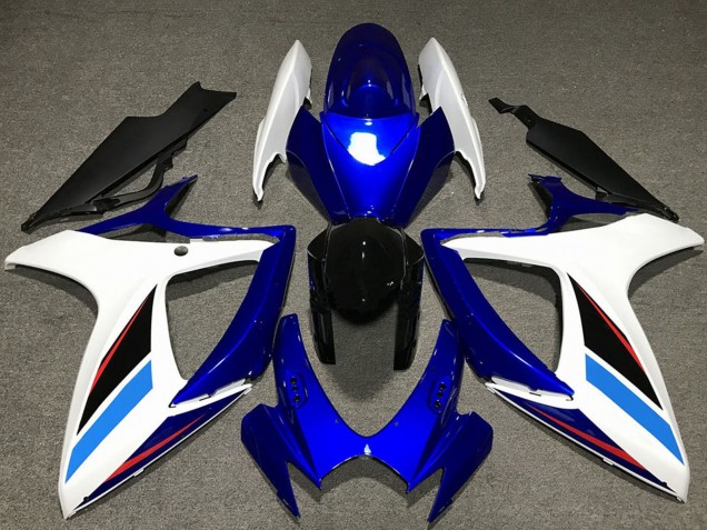 Kits Carenado Moto Suzuki GSXR 600 / GSXR 750 2006-2007 - Blanco Azul Negro Brillante Fábrica