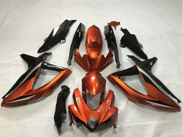 Carenados Moto Suzuki GSXR 600 / GSXR 750 2008-2010 - Burnt Naranja Negro Brillante Fábrica