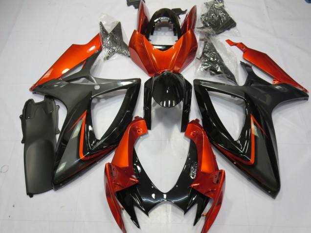 Carenados Moto Suzuki GSXR 600 / GSXR 750 2006-2007 - Burnt Naranja Gris Negro Brillante Fábrica