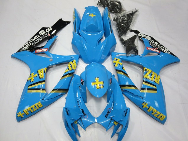 Carenados Moto Suzuki GSXR 600 / GSXR 750 2006-2007 - Azul Claro Negro Amarillo Rizla Fábrica