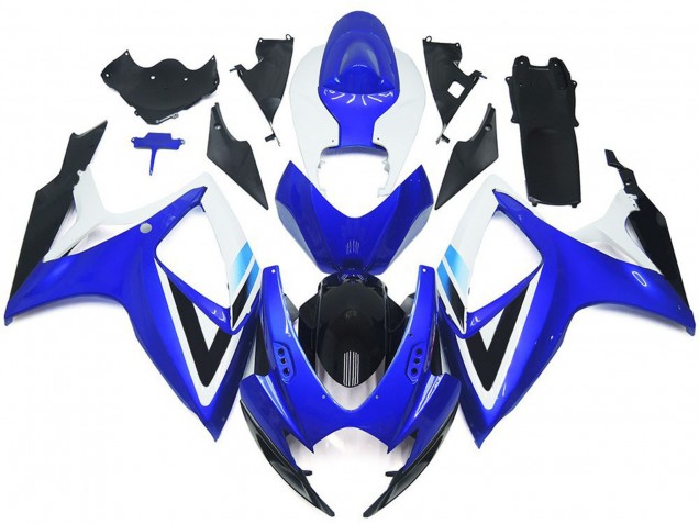 Kits Carenado Moto Suzuki GSXR 600 / GSXR 750 2006-2007 - Blanco Azul Negro Brillante OEM Estilo Fábrica