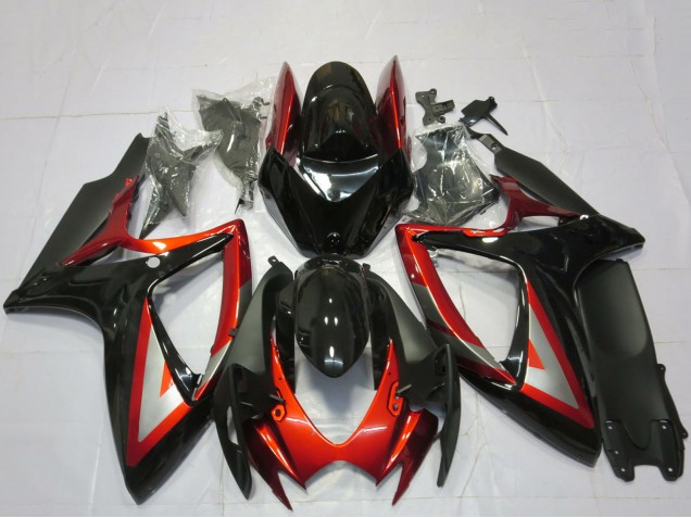 Carenados Moto Suzuki GSXR 600 / GSXR 750 2006-2007 - Negro Brillante Rojo Plata Fábrica