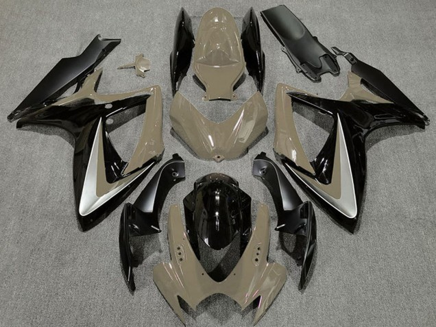 Carenados Moto Suzuki GSXR 600 / GSXR 750 2006-2007 - Bronceado del Desierto Plata Negro Brillante OEM Estilo Fábrica