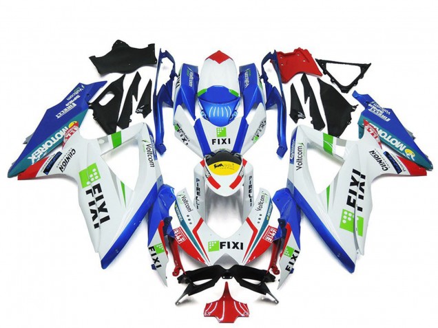 Carenados Moto Suzuki GSXR 600 / GSXR 750 2008-2010 - Blanco Azul Verde Amarillo Rojo Fixi Fábrica