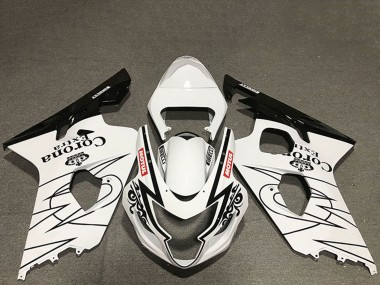 Carenados Moto Suzuki GSXR 600 / GSXR 750 2004-2005 - Blanco Negro Brillante Corona Motul Estilo Fábrica