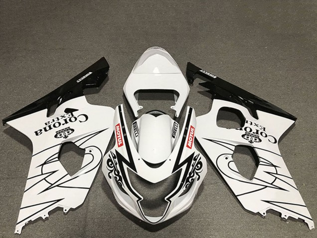 Carenados Moto Suzuki GSXR 600 / GSXR 750 2004-2005 - Blanco Negro Brillante Corona Motul Estilo Fábrica