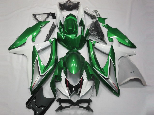 Carenados Moto Suzuki GSXR 600 / GSXR 750 2008-2010 - Blanco Verde Plata Negro Brillante Fábrica
