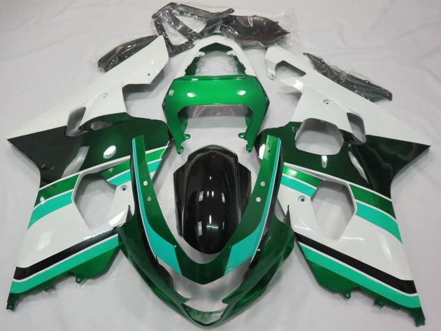 Carenados Moto Suzuki GSXR 600 / GSXR 750 2004-2005 - Verde Brillante Verde Blanco Fábrica