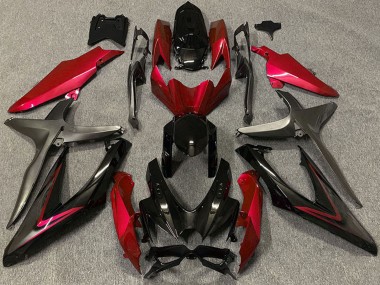 Carenados Moto Suzuki GSXR 600 / GSXR 750 2008-2010 - Rojo Negro Brillante Negro Mate Fábrica