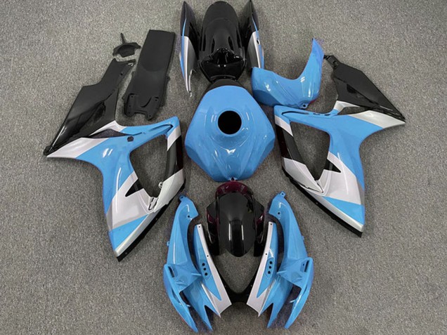 Carenados Moto Suzuki GSXR 600 / GSXR 750 2006-2007 - Azul Claro Blanco Negro Brillante Fábrica