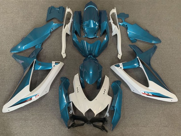 Carenados Moto Suzuki GSXR 600 / GSXR 750 2008-2010 - Blanco Azul Claro OEM Estilo Fábrica