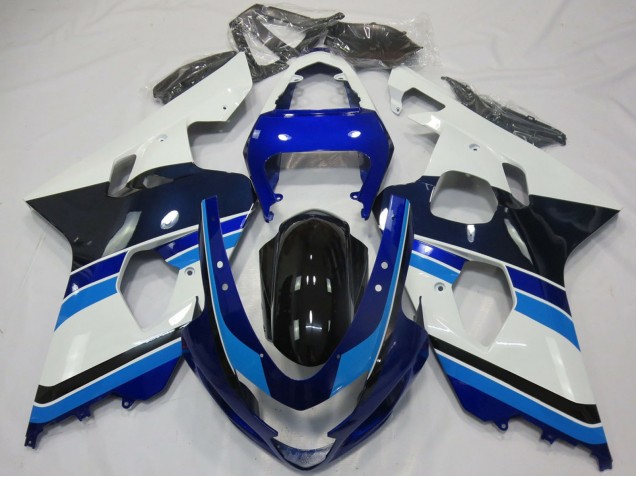 Carenados Moto Suzuki GSXR 600 / GSXR 750 2004-2005 - Blanco Azul Negro Brillante Fábrica