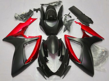Carenados Moto Suzuki GSXR 600 / GSXR 750 2006-2007 - Negro Mate Rojo Fábrica