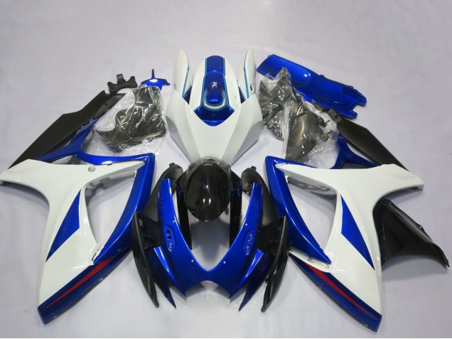 Carenado Moto Suzuki GSXR 600 / GSXR 750 2006-2007 - Blanco Azul Negro Brillante OEM Estilo Fábrica