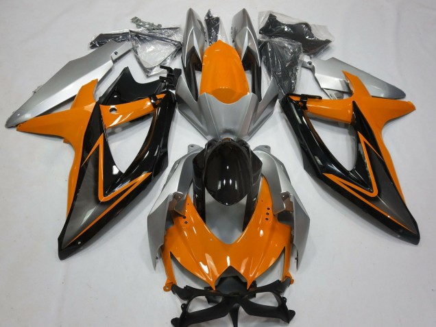 Carenados Moto Suzuki GSXR 600 / GSXR 750 2008-2010 - Plata Naranja Negro Brillante Fábrica