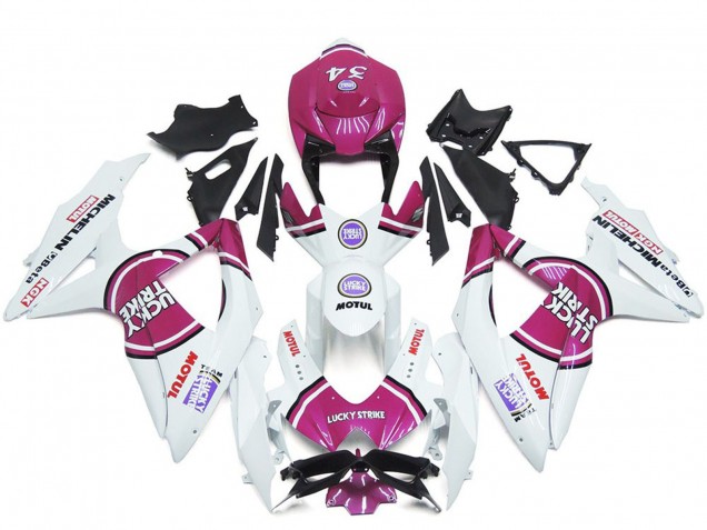 Carenados Moto Suzuki GSXR 600 / GSXR 750 2008-2010 - Blanco Rosa Motul Lucky Strike 34 Fábrica