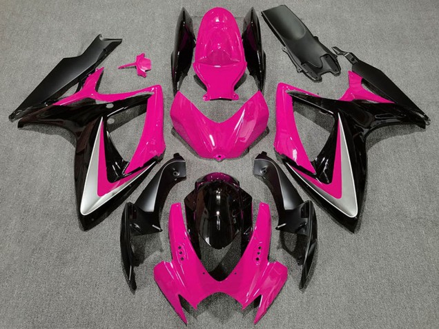Carenados Moto Suzuki GSXR 600 / GSXR 750 2006-2007 - Rosa Plata Negro Brillante OEM Estilo Fábrica