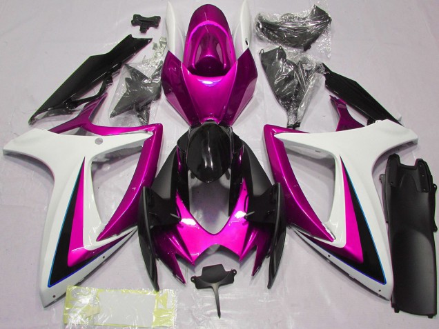 Carenados Moto Suzuki GSXR 600 / GSXR 750 2006-2007 - Blanco Rosa Negro Brillante Fábrica