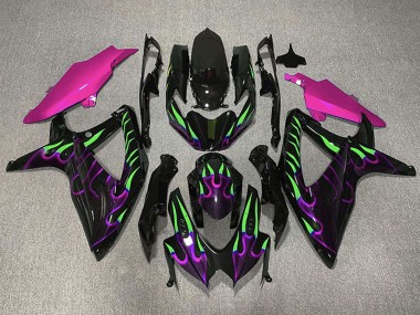 Carenados Moto Suzuki GSXR 600 / GSXR 750 2008-2010 - Negro Brillante Rosa Púrpura Verde Llama Fábrica