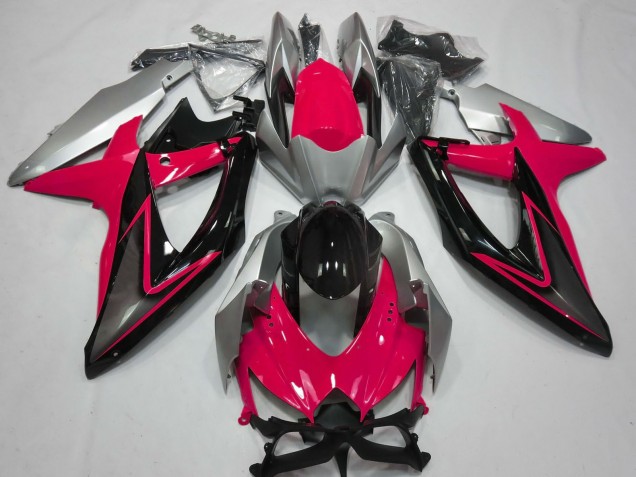 Carenados Moto Suzuki GSXR 600 / GSXR 750 2008-2010 - Plata Rojo Negro Brillante Fábrica