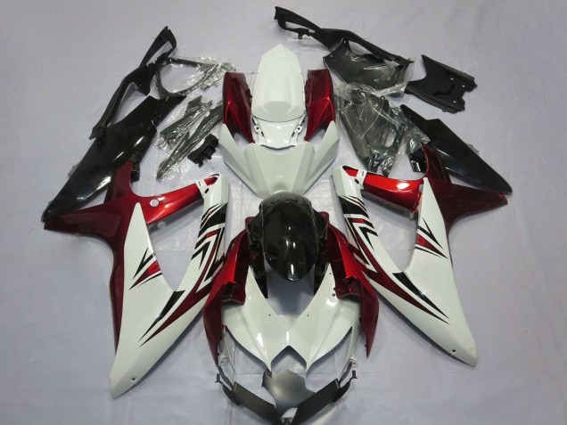 Carenados Moto Suzuki GSXR 600 / GSXR 750 2008-2010 - Blanco Rojo Negro Brillante Fábrica