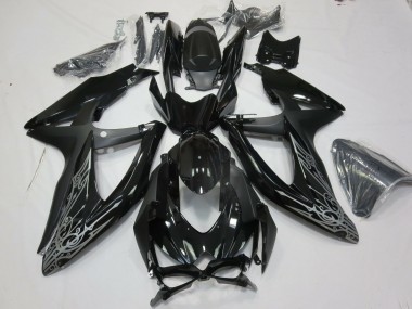 Carenados Moto Suzuki GSXR 600 / GSXR 750 2008-2010 - Negro Brillante Plata Fábrica