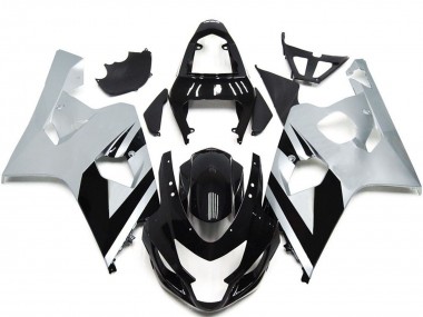 Carenados Moto Suzuki GSXR 600 / GSXR 750 2004-2005 - Blanco Negro Brillante OEM Estilo Fábrica