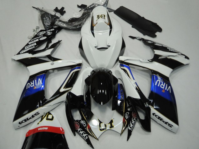 Carenados Moto Suzuki GSXR 600 / GSXR 750 2006-2007 - Blanco Azul Negro Brillante Viru Fábrica